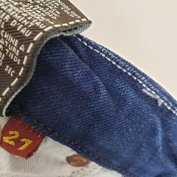 7 For All Mankind A Pocket Jeans Low Rise Flare Blue Denim Womens Size 27 - Picture 11 of 11